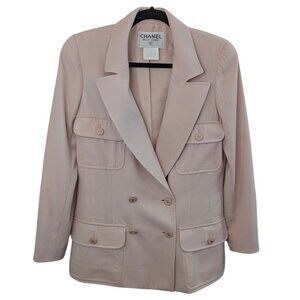 CHANEL Vintage Pink Wool Double Breasted Jacket 97P Spring 1997 FR40 S M 6 8